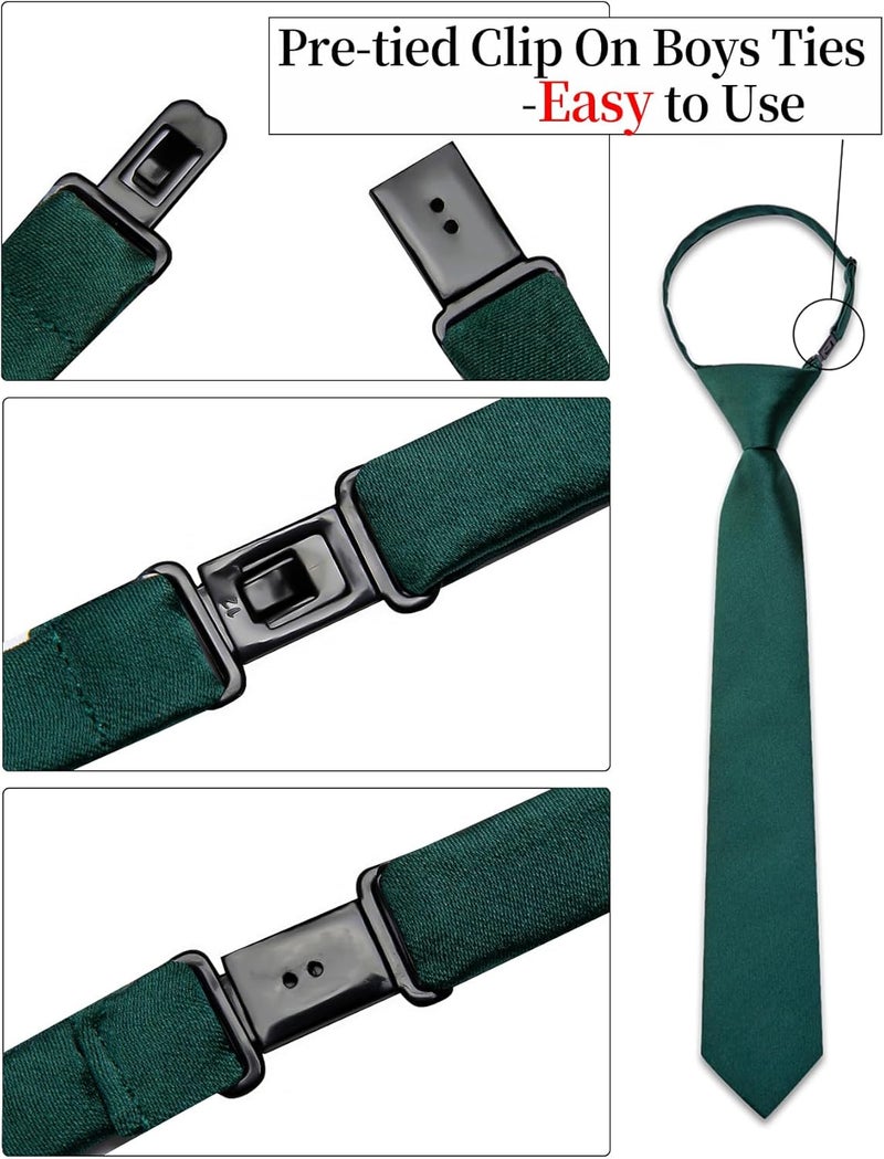 Ailisus Store Boys Tie Solid Color Silk Satin Pre-tied Kids Necktie for Age 8-12 Adjustable Formal Wedding School Graduation - Image 2